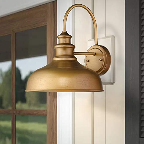 Modern Farmhouse Wall Light Fixture - Hand-Painted Gold Finish, 11 Inch Indoor Barn Light
