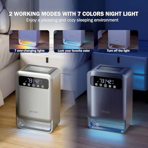 Dehumidifier with Large Water Tank - Quiet Auto Shut Off for Bedroom & Bathroom