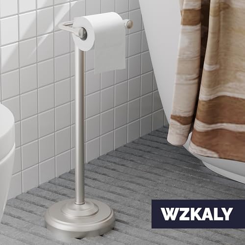 22-Inch Brushed Nickel Stainless Steel Toilet Paper Holder Stand - No Tipping, Weighted Base