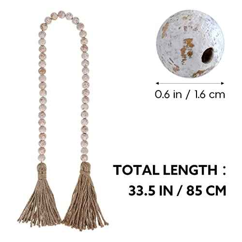IMIKEYA Wooden Beads Garland: Farmhouse Wood Bead Garland for Tiered Tray Farmhouse s Hanging Wood with Tassels Prayer Rustic s for Coffee Table Decor