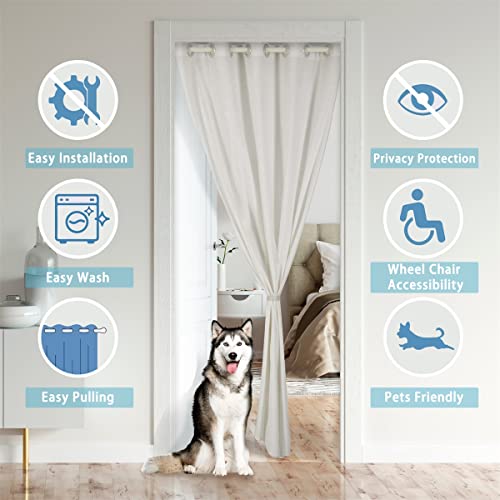 jejeloiu Cute Deer Door Curtain for Doorway Privacy 34''x80'' Girls Boys Kids Hunting Room Bear Paw Print Tree Pattern Closet Cover Bedroom Exotic Style Brown Window Treatments