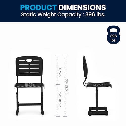 Flash Furniture Adjustable Black Student Chair with Pedestal Frame, Set of 1, 16.5-18.5" Seat Height