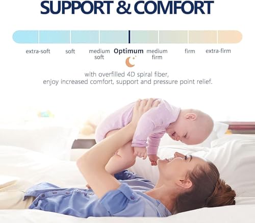 King Mattress Topper - Snow White Thick Overfilled Bed Pad for Back Pain