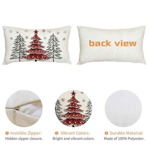 AACORS Christmas Pillow Cover 12X20 Inch,Christmas Trees Snowflakes Decoration Holiday Farmhouse Winter Pillow Case Decor for Home Sofa Couch AA754-12