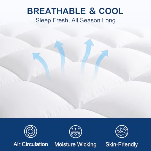 Queen Mattress Topper White 900 GSM High-Fill Plush Bed Cushion