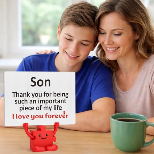 Son Gifts Puzzle Decor Plaque from Mom Dad – Thank You Forever Gift for Son (Variation: Son)