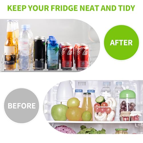 Coanto 6-Row Fridge Drink Organizer with Automatic Pusher, Holds 30 Cans/Bottles