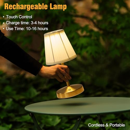 Mini Cordless LED Table Lamp - 3000mAh Battery, Dimmable & 3 Color Temp, Gold, 9.8 Inch, 1 Pack
