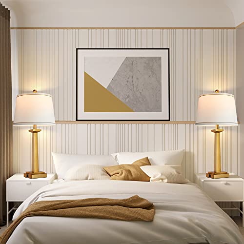 Gold 29-Inch Modern Table Lamps Set of 2 with USB Charging & 3-Color Temp