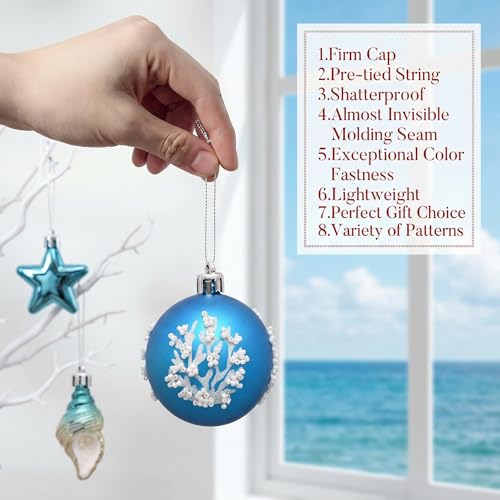 Valery Madelyn 30-Pack Christmas Ball Ornaments Set Teal Aqua Holiday Decor