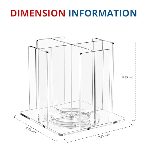 Clear Rotating Cup and Lid Holder Organizer, 4 Compartments for Coffee Station