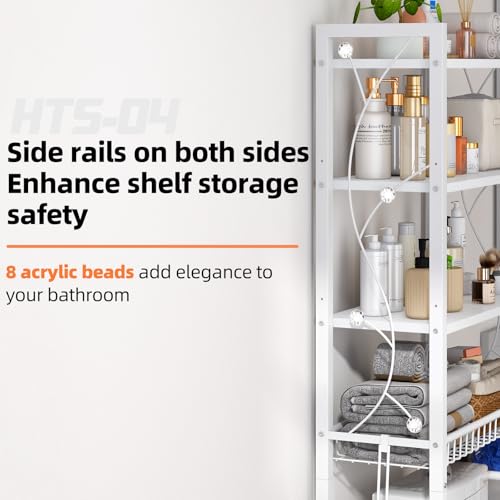 Salakita Pure White Over-The-Toilet Storage Rack 4-Tier Bathroom Organizer Shelf