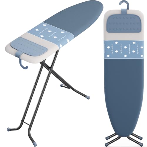 Full Size Foldable Ironing Board 43x13in with Adjustable Height Cowboy Blue
