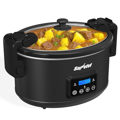 8.5 Quart Programmable Slow Cooker with Locking Lid & Digital Timer - Black