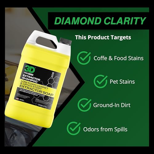 3D Extractor Carpet Cleaner Shampoo 128 Fl Oz - Upholstery, Stain & Odor Remover