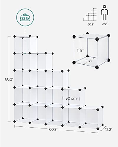 White 16-Cube Storage Organizer - Plastic Stackable Shelf Without Doors