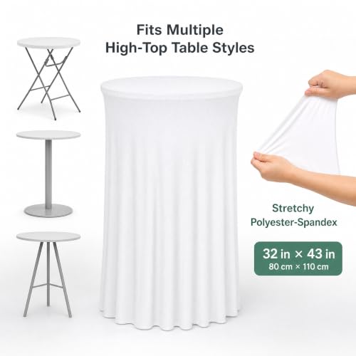 Black 6 Pack Cocktail Table Skirts for High Top Round Tables - Spandex Party Covers