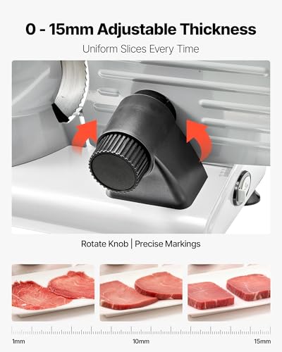 VEVOR 8.6 Inch Electric Meat Slicer with Dual SUS420 Blades, Adjustable Thickness