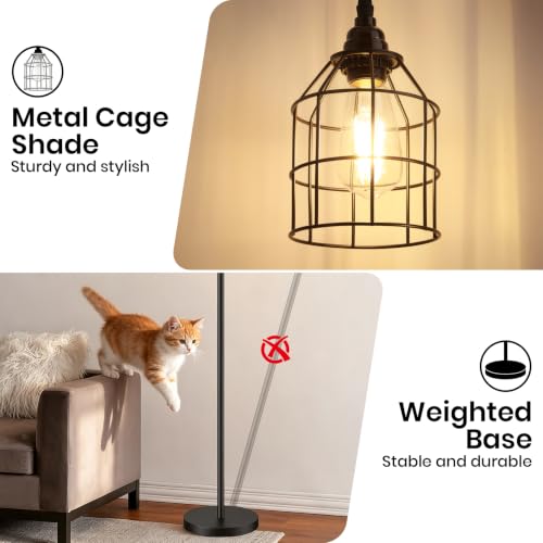 Sucolite 70-Inch Matte Black Floor Lamp with 3 Dimmable LED Bulbs for Living Room