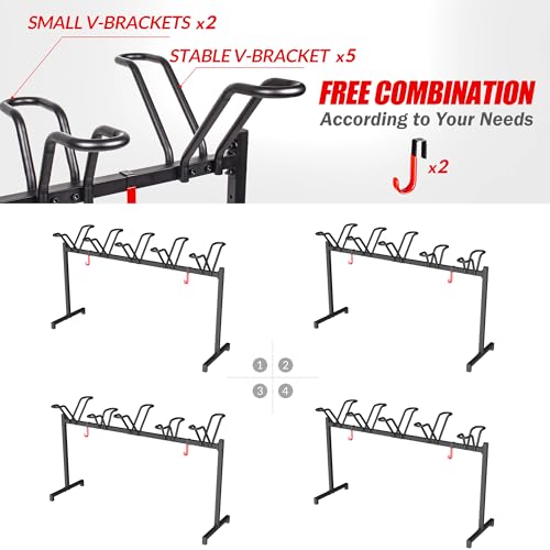 Sttoraboks 5-Bike Floor Stand - Adjustable Garage Bicycle Storage Rack with Versatile Brackets