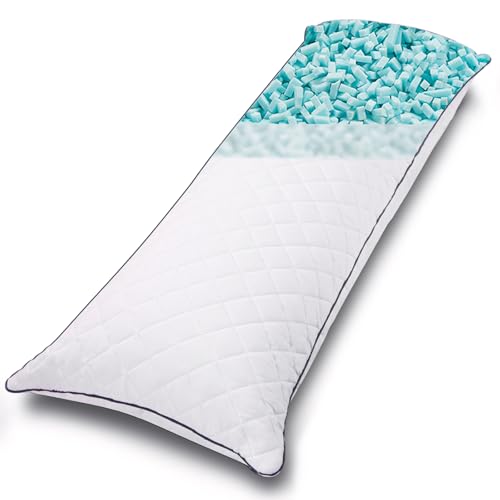 1 MIDDLE ONE White Body Pillow 20x60 Inch Memory Foam Full Support for Side Sleepers