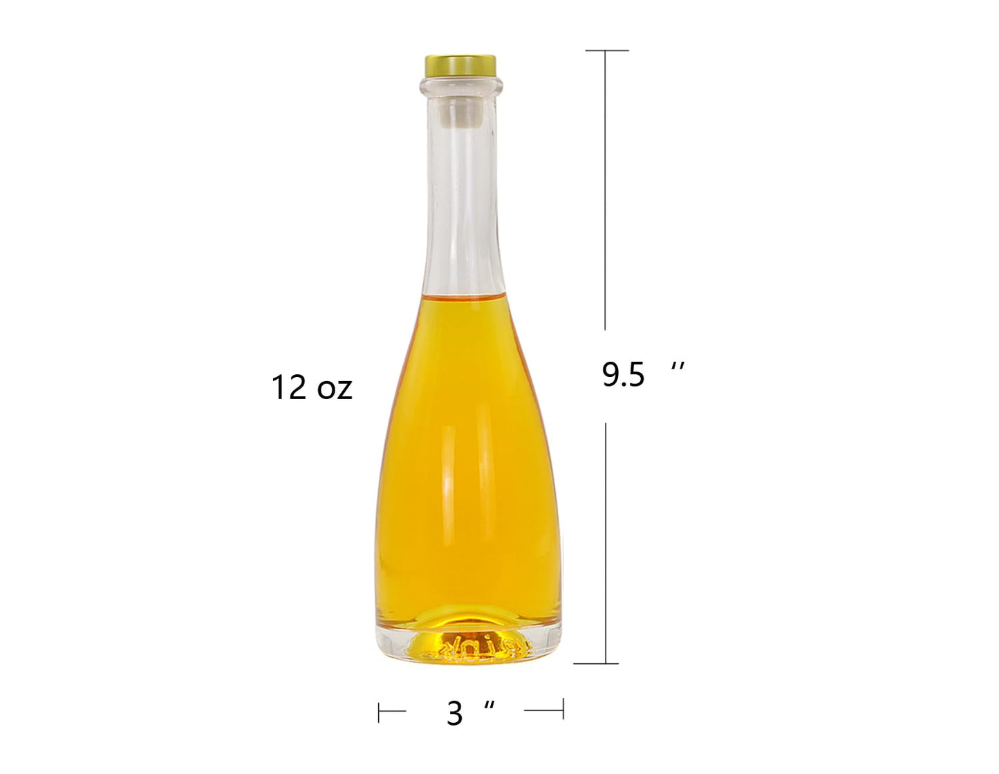 MAYPINK Clear Glass Bottles12 oz - 375ml Set of 6 for Hot Sauce Oil Jam Lemonade Whisky Wine Beverages Oils Kombucha Kefir Vinegar Beer with T top Caps with Airtight and Leak Proof Shrink Film