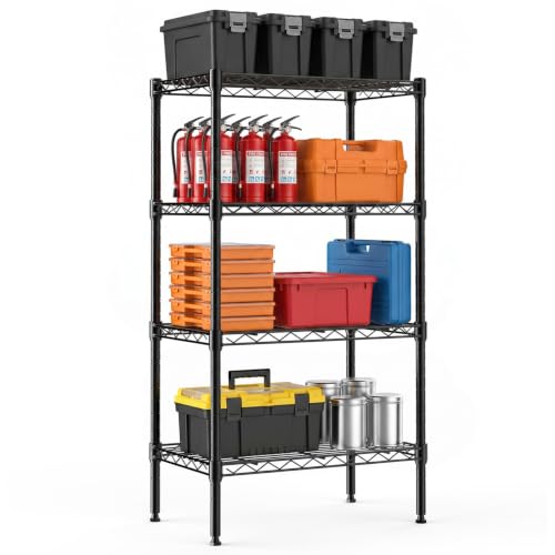 Heavy Duty Metal Wire Shelving Rack 4-Tier Storage Organizer Black