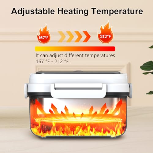 Omboos Black Cordless Electric Heated Lunch Box 6.3 Cups | Self-Heating, Rechargeable, Leakproof, Removable Divider