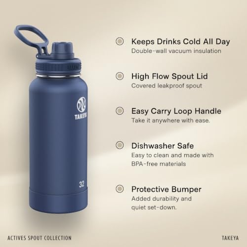 64 oz Vacuum Insulated Stainless Steel Water Bottle with Spout Lid - Onyx