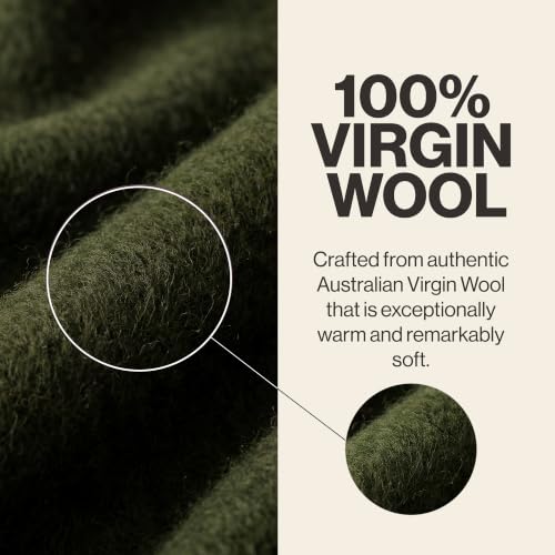 Whispering Winds Premium Wool Blanket Twin Size - Military Green 62x84