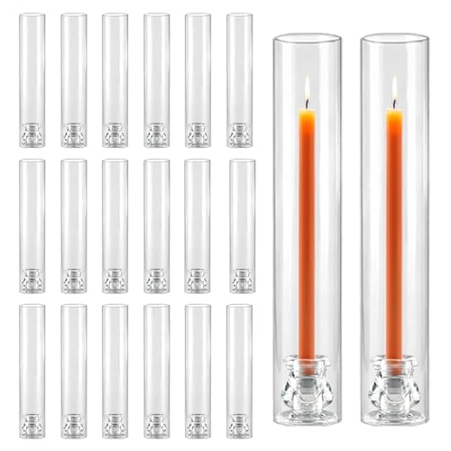 Novyxis 20 Pack Clear Glass Hurricane Candle Holders 12.6" Open Ended for Pillar & LED Candles