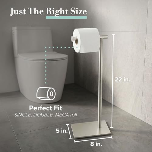 Freestanding Bathroom Toilet Paper Holder Stand Satin Nickel 22.25in