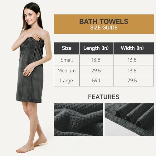 Carbon Grey 6-Piece Bath Towels Set - Soft, Ultra-Absorbent, Quick-Dry for Bathroom & Spa