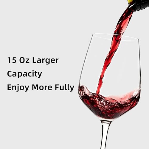 YARYOUNG 12-Pack 15oz Thickened Stemmed Wine Glasses Set for Red & White Wines