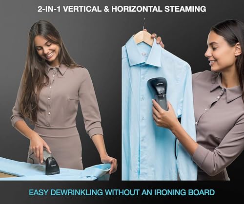 Polardo Black Travel Garment Steamer - Compact Handheld Clothes Steamer with Anti-Spill Tech