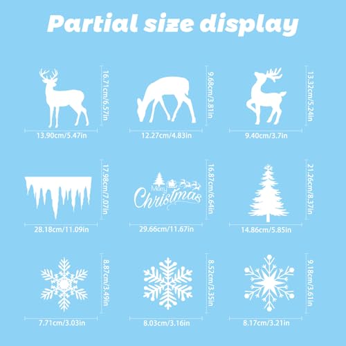 9 Sheet Christmas Window Clings, Xmas Double-Sided Snowy Winter Window Stickers, Holiday Snowflake Forest Decals for Party Home Window Decorations
