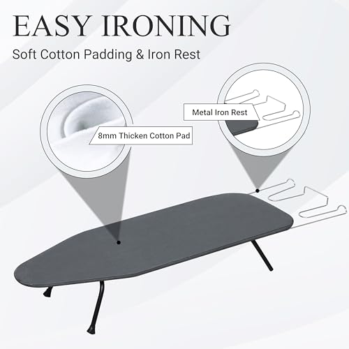 ZOES HOMEWARE Foldable Metal Mesh Tabletop Ironing Board Black/Grey - Compact & Heat-Resistant