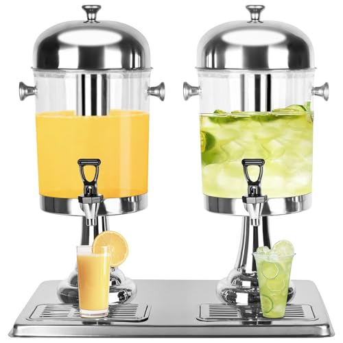Carivia 4.2 Gallon Stainless Steel Dual-Head Drink Dispenser with Stand, Hot & Cold Beverage Dispenser for Parties & Buffets