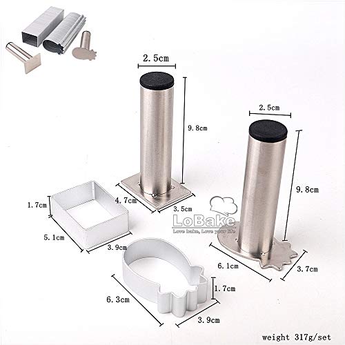 LoBake 2-Piece Pineapple & Rectangle Cookie Molds with Stainless Press, Aluminum Bakeware Kit