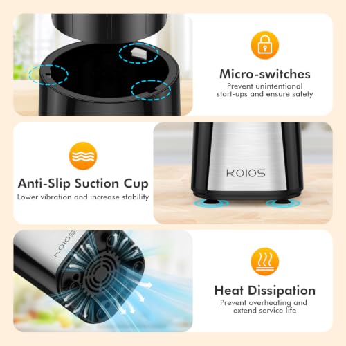 Black KOIOS 1000W Smoothie Blender 15-in-1 Set with Twist-Press Design