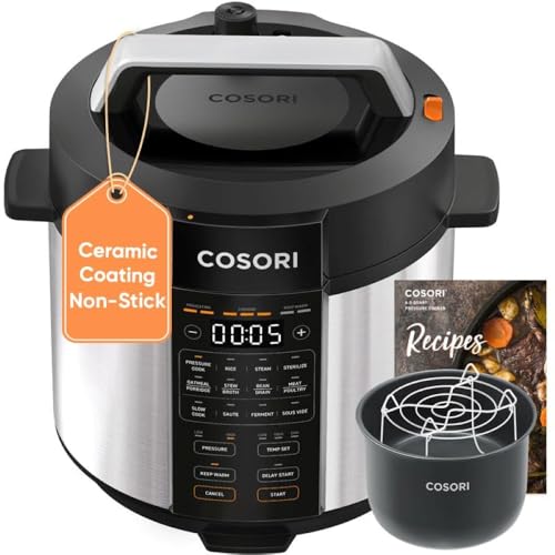 Cosori Pressure Cooker 6QT, 9-in-1, Ceramic Coating Pot, 12 Safety