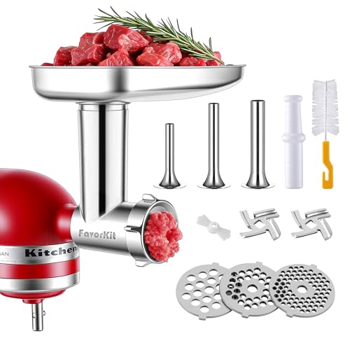 FavorKit Stainless Steel Food Grinder Attachment for KitchenAid Mixers