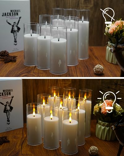 Flickering Flameless Candles Set with Remote 2-9pcs White Acrylic LED Pillars