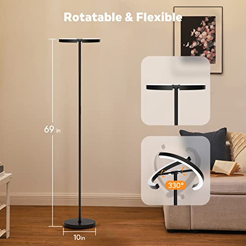 SIBRILLE RGB Floor Lamp - Color Changing Dimmable LED Standing Light with Remote, Modern Tall Lamp for Living Room & Bedroom