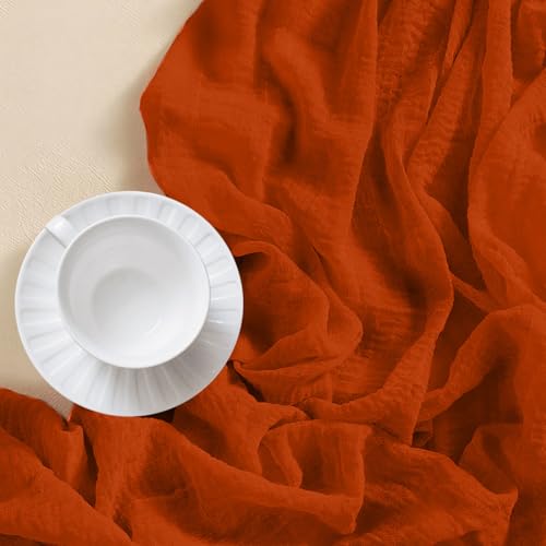 Terracotta 10ft Cheesecloth Table Runner - 120 Inch, Boho Premium Fabric