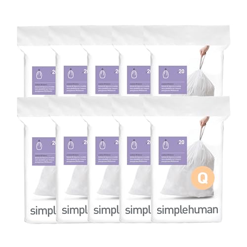Simplehuman Code Q 200 Count Custom Fit Trash Bag Pack for 50-65L Cans