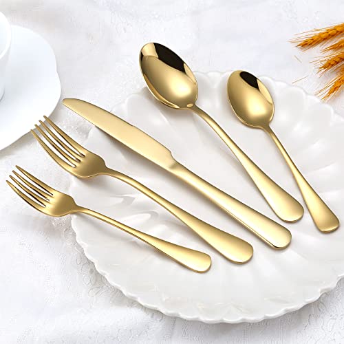Aisoso Gold Silverware Set 40-Piece Service for 8 - Stainless Steel Flatware