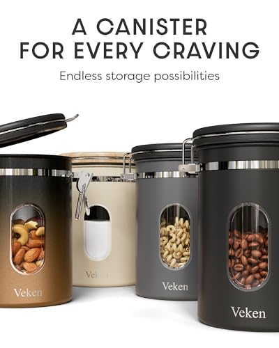 Veken Coffee Canister with Window - Gradient Copper, 22 oz Airtight Stainless Steel Container