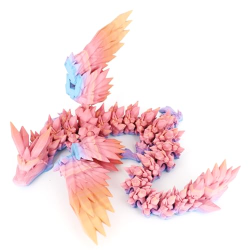RainbowD ACOCOFE 3D Printed Flying Dragon Sculpture, 18-Inch Articulated Mythical Decor