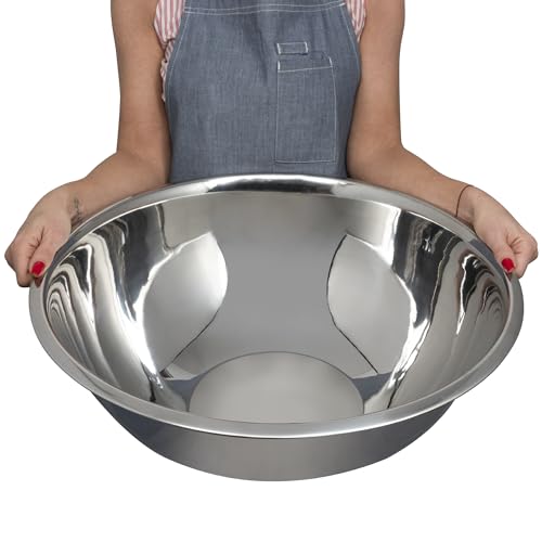 24 Quart Large Stainless Steel Mixing Bowls Set - 3 Nesting Bowls, Food-Grade, Dishwasher Safe, Ideal for Kitchen & Food Service - Variation of 24.0 Quarts / 3